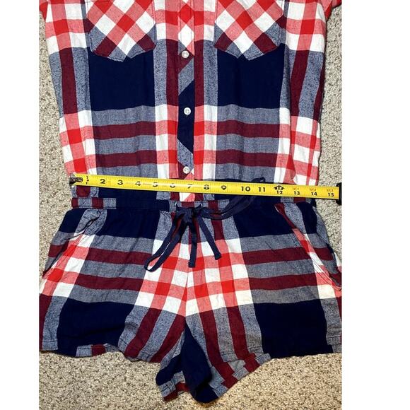 Aerie - Petite Small - Red White Blue Plaid Romper - Great Condition! - Picture 10 of 15